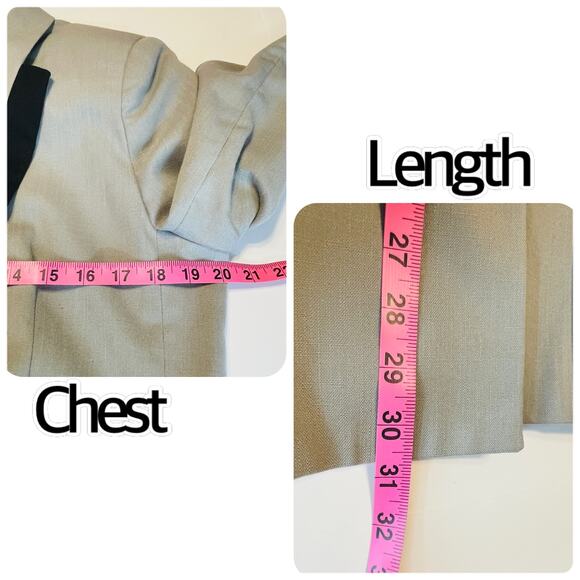 Oleg Cassini Gray Tuxedo Double Breasted Notched Black Trim Blazer Women Sz 12 - Picture 14 of 14